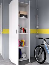 Armadio multiuso Serro, Mobile multifunzione portascarpe, Guardaroba a 2 ante, 61x35h190 cm, Bianco