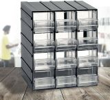 Armadio multiuso Tienen, Armadietto porta minuteria, Mobile per contenitori portautensili, 100% Made in Italy, 19x15h23 cm, Antracite, 12 cassetti