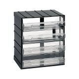 Armadio multiuso Tienen, Armadietto porta minuteria, Mobile per contenitori portautensili, 100% Made in Italy, 19x15h23 cm, Antracite, 4 cassetti