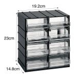 Armadio multiuso Tienen, Armadietto porta minuteria, Mobile per contenitori portautensili, 100% Made in Italy, 19x15h23 cm, Antracite, 8 cassetti