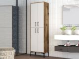 Armadio noce e bianco salvaspazio 60x200h cm - Amata