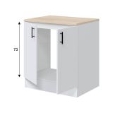 Base sottolavello 2 ante 80x90h cm bianco e rovere - Nolia