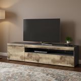 Base TV acero e ardesia 150x40x37h cm 2 ante - Aquilo