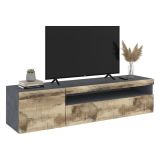 Base TV acero e ardesia 150x40x37h cm 2 ante - Aquilo