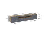 Base TV acero e ardesia 200x40x37h cm 3 ante - Amore