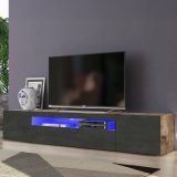 Base TV acero e ardesia 200x40x37h cm 3 ante in legno - Amore