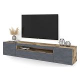 Base TV acero e ardesia 200x40x37h cm 3 ante in legno - Amore