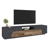 Base TV acero e ardesia 220x43x46h cm 4 ante e 1 cassetto - Animai
