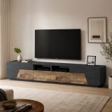 Base TV acero e ardesia 260x43x46h cm 4 ante e 2 cassetti - Asdrubale
