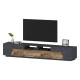 Base TV acero e ardesia 260x43x46h cm 4 ante e 2 cassetti - Asdrubale