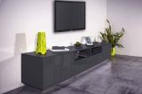 Base TV antracite lucido 260x41x46h cm 4 ante e 2 cassetti - Albak