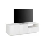 Base TV bianco lucido 150x43x46h cm 2 ante e 1 cassetto - Aiace