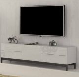 Base TV bianco lucido 170x40x35h cm 4 cassetti - Ardesia