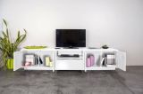 Base TV bianco lucido 220x41x46h cm 4 ante e 1 cassetto - Ajuly