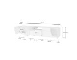 Base TV bianco lucido 220x43x46h cm 4 ante e 1 cassetto - Animai