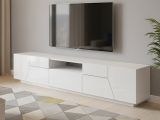 Base TV bianco lucido 220x43x46h cm 4 ante e 1 cassetto - Animai
