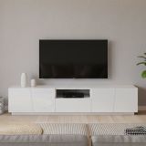 Base TV bianco lucido 220x43x46h cm 4 ante e 1 cassetto - Azzurras