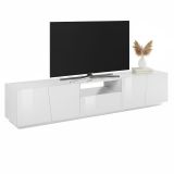 Base TV bianco lucido 220x43x46h cm 4 ante e 1 cassetto - Azzurras