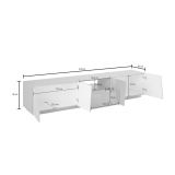 Base TV bianco lucido 220x43x46h cm 4 ante e 1 cassetto - Azzurras