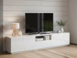 Base TV bianco lucido 220x43x46h cm in legno - Azzurras