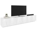 Base TV bianco lucido 244x44x46h cm 6 ante e 1 cassetto - Aemilor