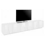 Base TV bianco lucido 244x44x46h cm 6 ante e 1 cassetto - Aemilor