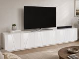Base TV bianco lucido 244x44x46h cm 6 ante e 1 cassetto - Aemilor