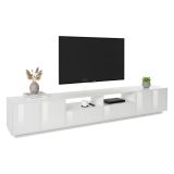 Base TV bianco lucido 260x41x46h cm 4 ante e 2 cassetti - Albak