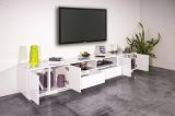 Base TV bianco lucido 260x41x46h cm 4 ante e 2 cassetti - Albak
