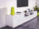 Base TV bianco lucido 260x41x46h cm 4 ante e 2 cassetti - Albak
