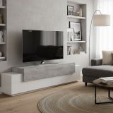 Base TV bianco lucido,cemento 200x45x52h cm 3 ante - Arold