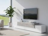 Base TV bianco lucido,cemento 240x45x52h cm 3 ante - Tiche