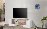 Base TV bianco lucido e acero 100x45x45h cm 3 ante - Moldavite