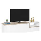 Base TV bianco lucido e acero 160x40x46h cm 2 ante - Fluorite
