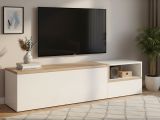 Base TV bianco lucido e acero 160x40x46h cm 2 ante - Fluorite