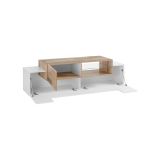 Base TV bianco lucido e acero 160x45x51h cm 3 ante - Andris