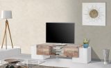 Base TV bianco lucido e acero 190x45x45h cm 4 ante - Arancione