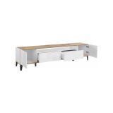 Base TV bianco lucido e acero 200x40x47h cm 2 ante e 2 cassetti - Abina