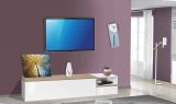 Base TV bianco lucido e acero 200x40x49h cm 2 ante - Febe