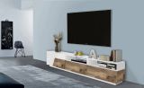 Base TV bianco lucido e acero 200x43x46h cm 2 ante e 2 cassetti - Arghi