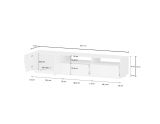 Base TV bianco lucido e acero 200x43x46h cm 2 ante e 2 cassetti - Arghi
