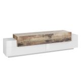 Base TV bianco lucido e acero 200x45x52h cm 3 ante - Arold