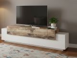 Base TV bianco lucido e acero 200x45x52h cm 3 ante - Arold