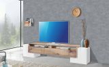 Base TV bianco lucido e acero 210x45x45h cm 3 ante - Amis