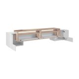 Base TV bianco lucido e acero 210x45x45h cm 3 ante - Amis