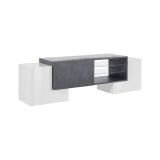 Base TV bianco lucido e ardesia 100x45x45h cm 3 ante - Moldavite