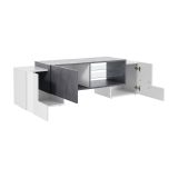 Base TV bianco lucido e ardesia 100x45x45h cm 3 ante - Moldavite