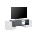Base TV bianco lucido e ardesia 100x45x45h cm 3 ante - Moldavite