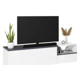 Base TV bianco lucido e ardesia 160x40x46h cm 2 ante - Fluorite