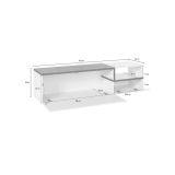 Base TV bianco lucido e ardesia 160x40x46h cm 2 ante - Fluorite